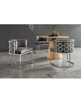 KRZESŁO ELEGANCE WELUR SZARY