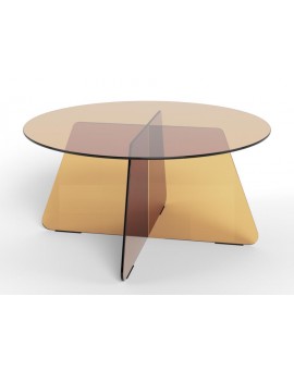 OKRĄGŁY STOLIK KAWOWY SAMOS SZKLANY PRZYDYMIONY