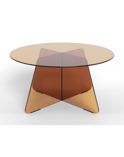 OKRĄGŁY STOLIK KAWOWY SAMOS SZKLANY PRZYDYMIONY