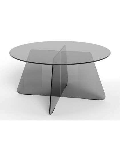 OKRĄGŁY STOLIK KAWOWY SAMOS SZKLANY PRZYDYMIONY