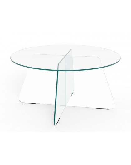 STOLIK KAWOWY SAMOS OKRĄGŁY SZKLANY TRANSPARENTNY