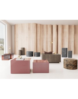 ZESTAW STOLIKÓW KAWOWYCH DICE SQUARE SZKŁO BRĄZOWE