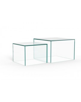 ZESTAW STOLIKÓW KAWOWYCH DICE SQUARE SZKŁO TRANSPARENTNE