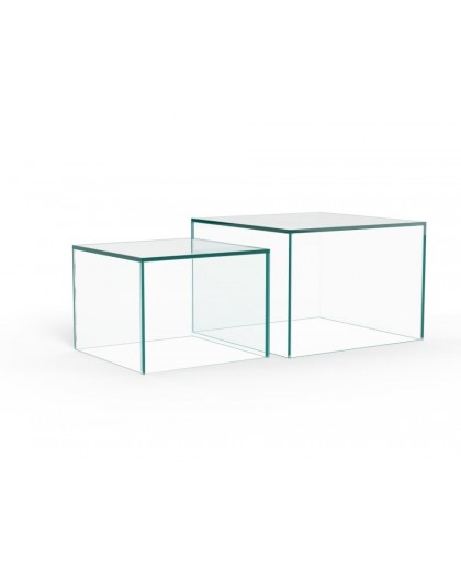 ZESTAW STOLIKÓW KAWOWYCH DICE SQUARE SZKŁO TRANSPARENTNE