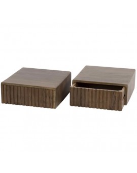 ZESTAW SZAFEK NOCNYCH MAVI 35X35 CM AKACJA BRĄZOWA – 2SZT.