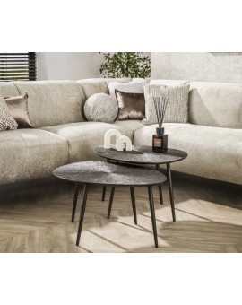 ZESTAW STOLIK&Oacute;W KAWOWYCH FADO BRĄZOWY - 2SZT.