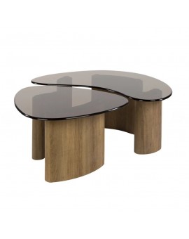 ZESTAW STOLIKÓW KAWOWYCH ZEHRA SZKLANY BRĄZOWY- 2SZT