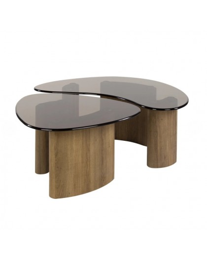 ZESTAW STOLIKÓW KAWOWYCH ZEHRA SZKLANY BRĄZOWY- 2SZT