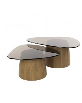 ZESTAW STOLIKÓW KAWOWYCH II ZEHRA SZKLANY BRĄZOWY- 2SZT