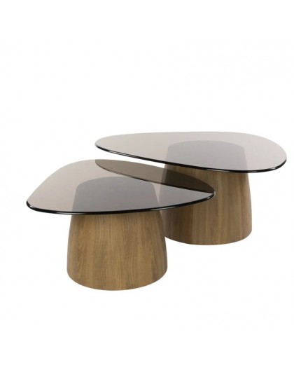 ZESTAW STOLIKÓW KAWOWYCH II ZEHRA SZKLANY BRĄZOWY- 2SZT