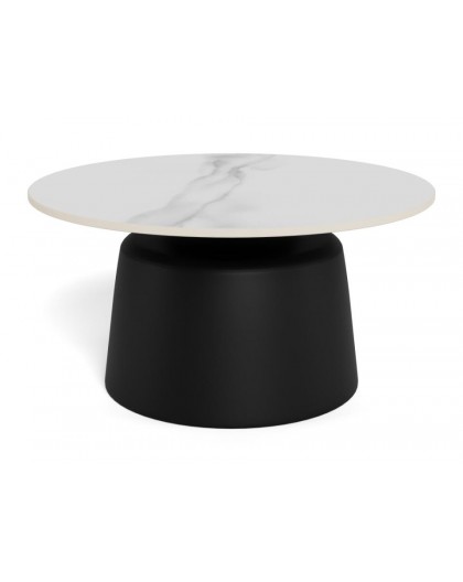 STOLIK KAWOWY SANTORINI  Ø70x39 CM CERAMIKA BIAŁA