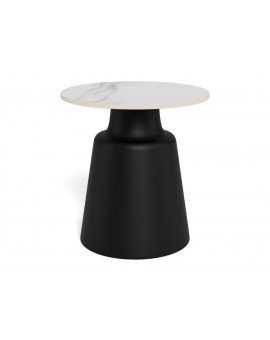 STOLIK KAWOWY SANTORINI  Ø45x47,5 CM CERAMIKA BIAŁA