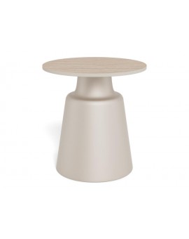 STOLIK KAWOWY SANTORINI  Ø45x47,5 CM TRAWERTYN BEŻOWY