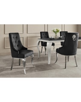 KRZESŁO MODERN BAROCK Z GŁOWĄ LWA WELUR CZARNY