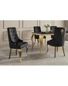 KRZESŁO MODERN BAROCK II Z GŁOWĄ LWA WELUR CZARNY