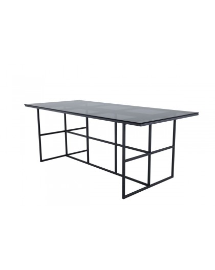 STÓŁ DO JADALNI LEIF 200X90CM CZARNY SZKŁO