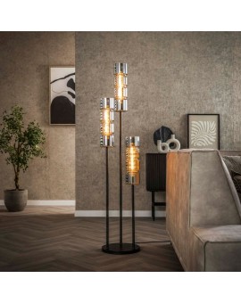 LAMPA PODŁOGOWA LULO SZKLANA CHROMOWANA