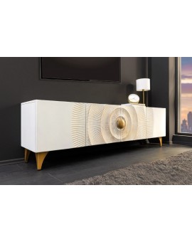 SZAFKA RTV GOLDEN SUNSET 180X40 CM MANGO BIAŁA