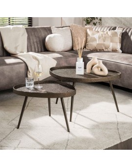 ZESTAW STOLIK&Oacute;W KAWOWYCH TEY II BRĄZOWY - 2SZT.