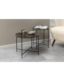 STOLIK KAWOWY AVILA 52 CM MARMUR BRĄZOWY