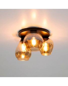 LAMPA SUFITOWA GORDIAN II SZKŁO BURSZTYNOWE