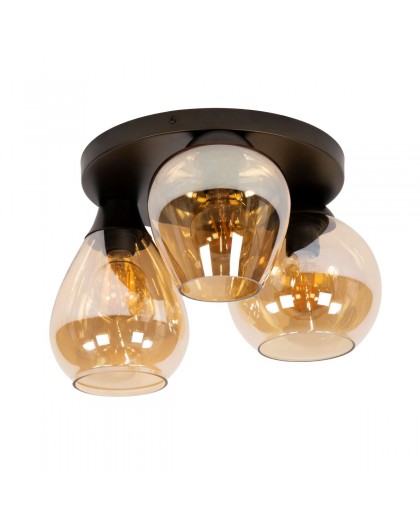 LAMPA SUFITOWA GORDIAN II SZKŁO BURSZTYNOWE