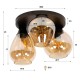 LAMPA SUFITOWA GORDIAN II SZKŁO BURSZTYNOWE