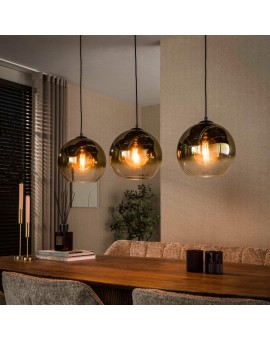 LAMPA WISZĄCA HENRIS SZKŁO ZŁOTO CIENIOWANE