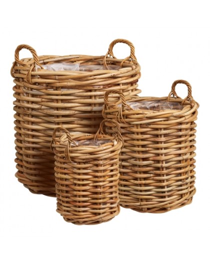 ZESTAW KOSZY DEKORACYJNYCH BURTON RATTAN- 3SZT