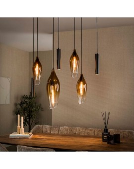 LAMPA WISZĄCA BROOME SZKLANA ZŁOTA CIENIOWANA