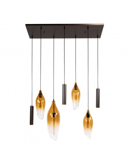 LAMPA WISZĄCA BROOME SZKLANA ZŁOTA CIENIOWANA