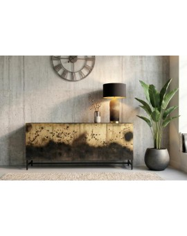 KOMODA OXID 177X39 CM MANGO CZARNO-ZŁOTA