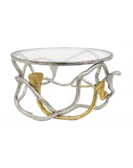 STOLIK KAWOWY SNAKE 70 CM SREBRNO-ZŁOTY