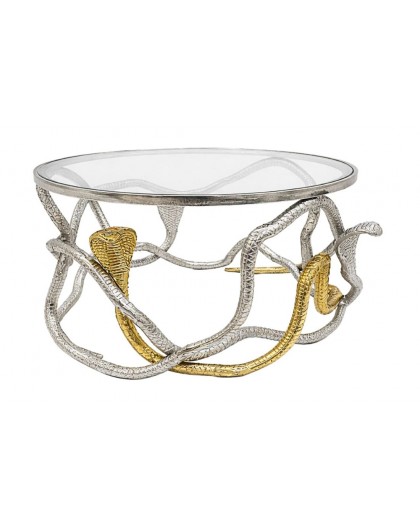 STOLIK KAWOWY SNAKE 70 CM SREBRNO-ZŁOTY