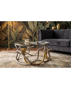 STOLIK KAWOWY SNAKE 70 CM SREBRNO-ZŁOTY