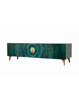 SZAFKA RTV GOLDEN SUNSET 180X40 CM MANGO TURKUSOWA
