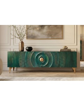 SZAFKA RTV GOLDEN SUNSET 180X40 CM MANGO TURKUSOWA