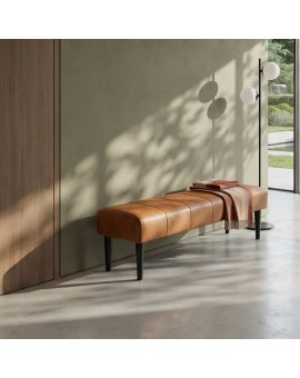 ŁAWKA ATHEA 120X50 CM BRĄZOWA SK&Oacute;RA