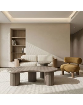 STOLIK KAWOWY WAVE 130X70 CM SZAROBEŻOWY