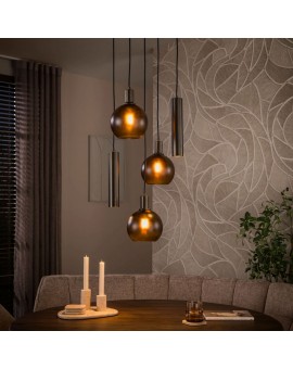 LAMPA WISZĄCA ICARDI II SZKŁO BRĄZOWE