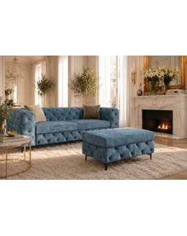 PUF MODERN BAROCK 95X62 CM WELUR PETROL