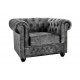 FOTEL CHESTERFIELD WELUR SZARY ANTYCZNY