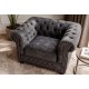 FOTEL CHESTERFIELD WELUR SZARY ANTYCZNY