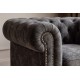 FOTEL CHESTERFIELD WELUR SZARY ANTYCZNY
