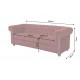 SOFA CHESTERFIELD 3-OSOBOWA WELUR CZERWONY