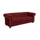 SOFA CHESTERFIELD 3-OSOBOWA WELUR CZERWONY