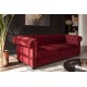 SOFA CHESTERFIELD 3-OSOBOWA WELUR CZERWONY