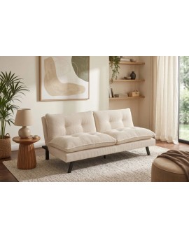 SOFA ROZKŁADANA COCOONING 3-OSOBOWA SZTRUKS BEŻOWA