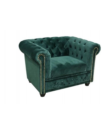 FOTEL CHESTERFIELD WELUR ZIELONY
