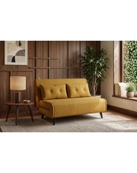 SOFA ROZKŁADANA SMART MULTIFUNCTION WELUR MUSZTARDOWA